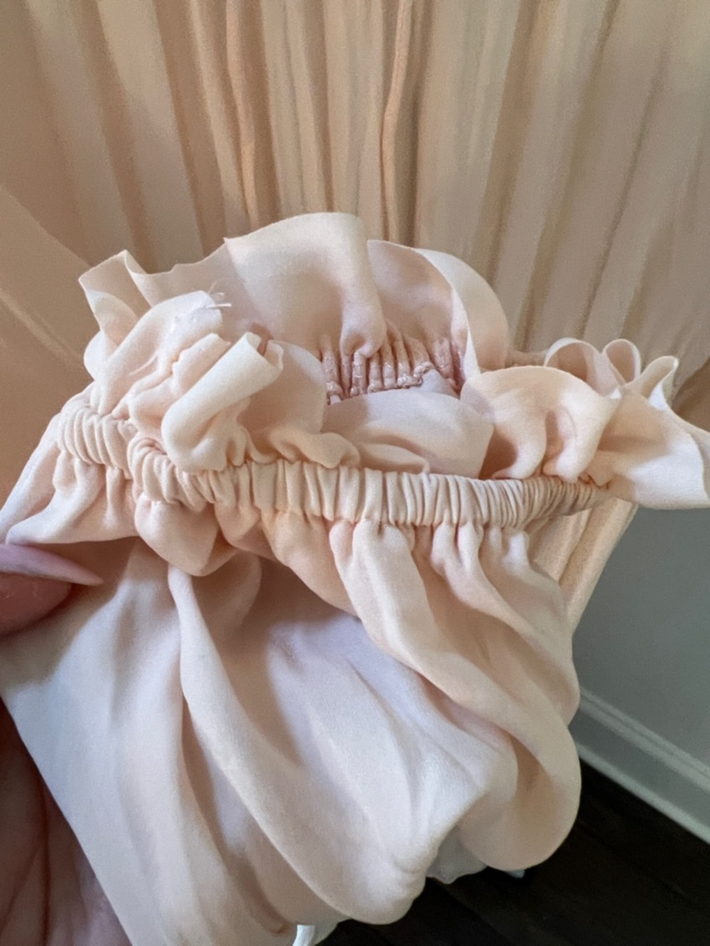 Zara Soft Peach Ruffled Neck Peasant Maxi Dress - Picture 5 of 7